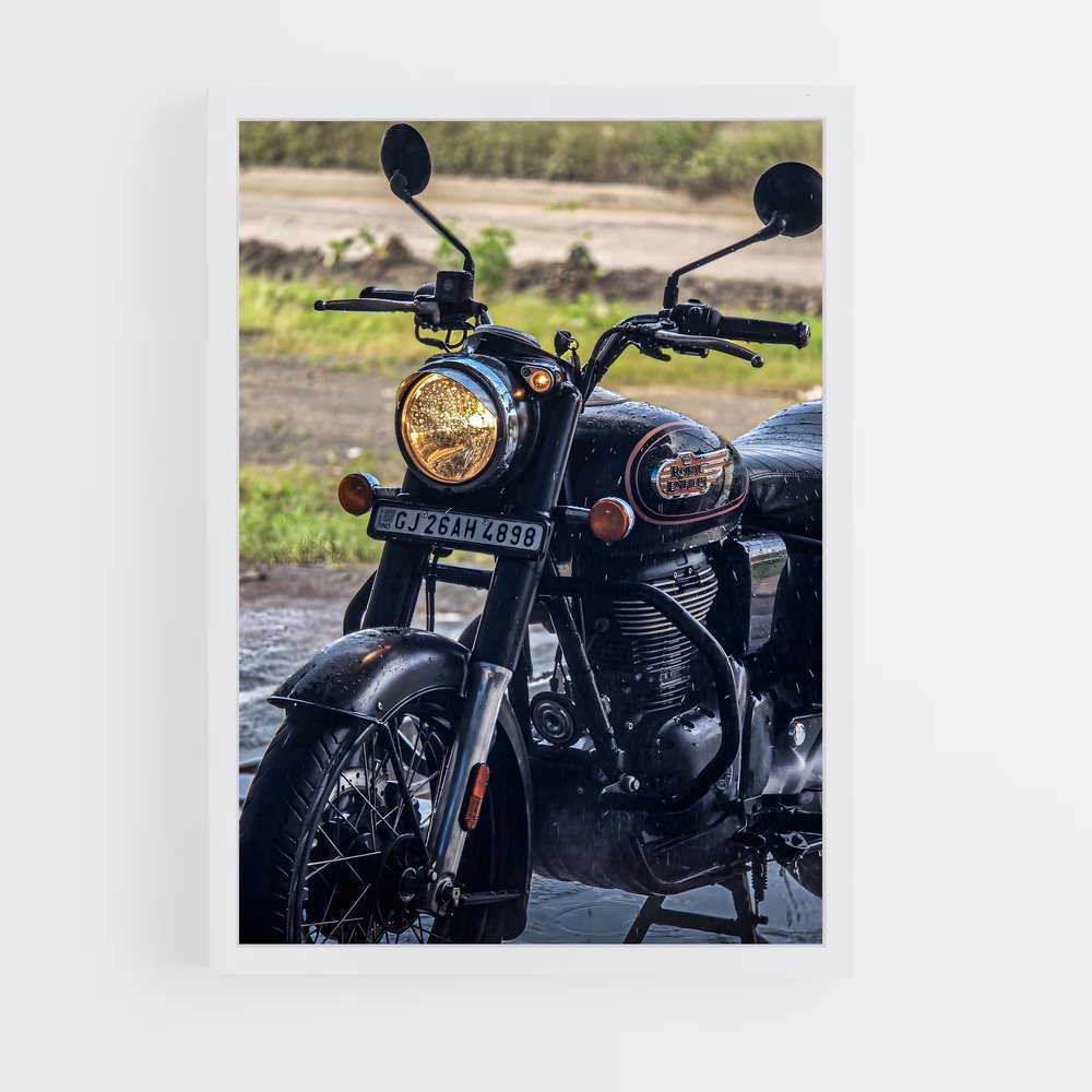 Poster Pluie de Chrome – affiche Royal Enfield (vue 3)